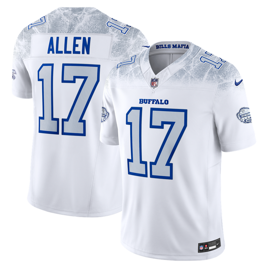 Men's Buffalo Bills Josh Allen Nike White Rivalries Collection Stitched Limited Jersey - Image 1
