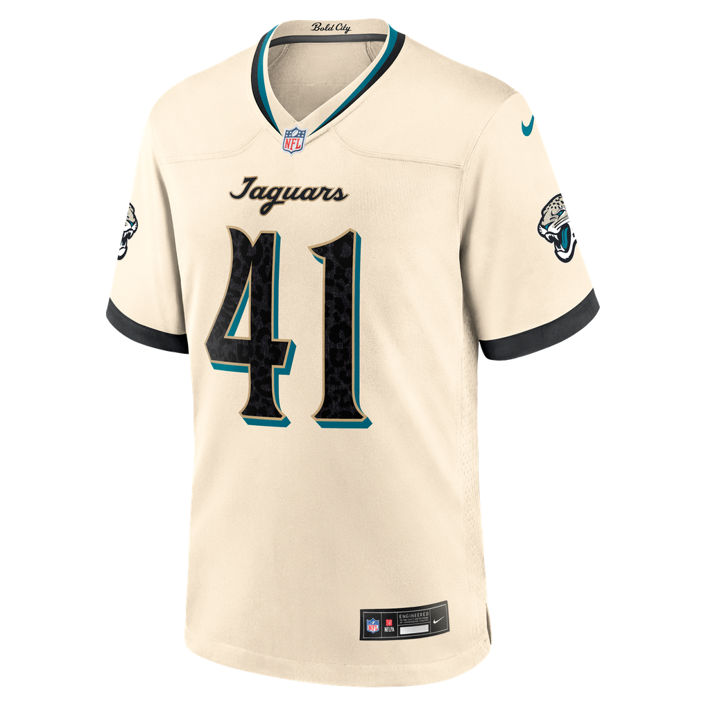 Men's Jacksonville Jaguars Josh Hines-Allen Nike Natural 2026 Rivalries Collection Game Jersey - Image 7