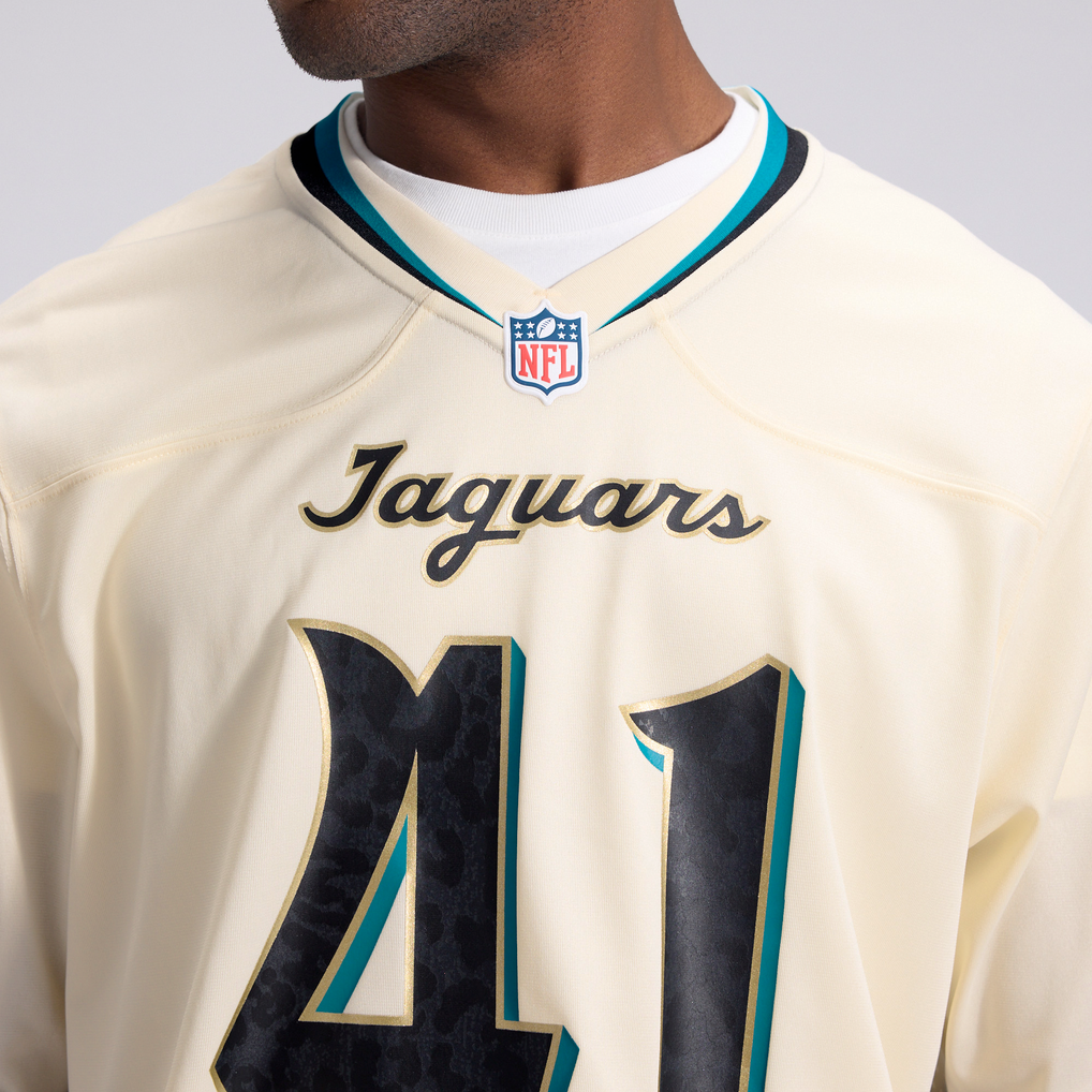 Men's Jacksonville Jaguars Josh Hines-Allen Nike Natural 2026 Rivalries Collection Game Jersey - Image 9