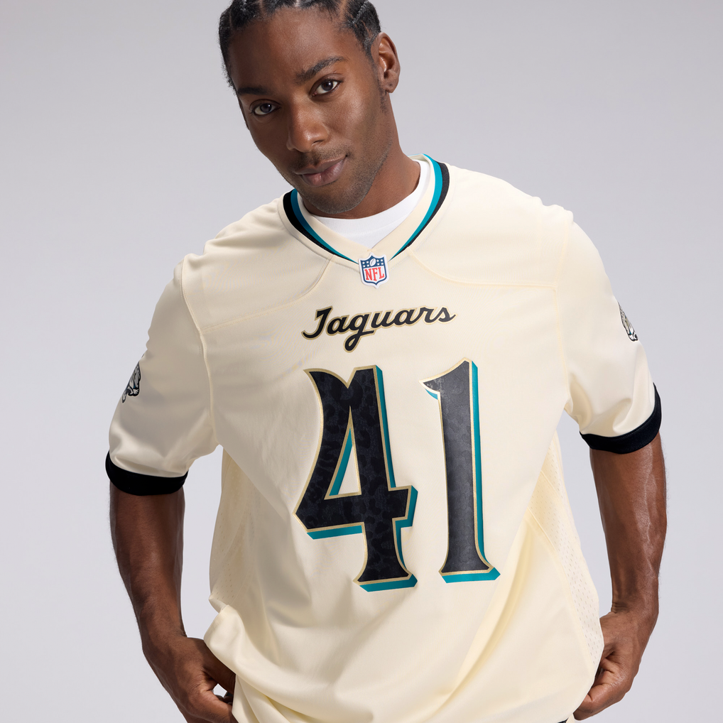 Men's Jacksonville Jaguars Josh Hines-Allen Nike Natural 2026 Rivalries Collection Game Jersey - Image 10