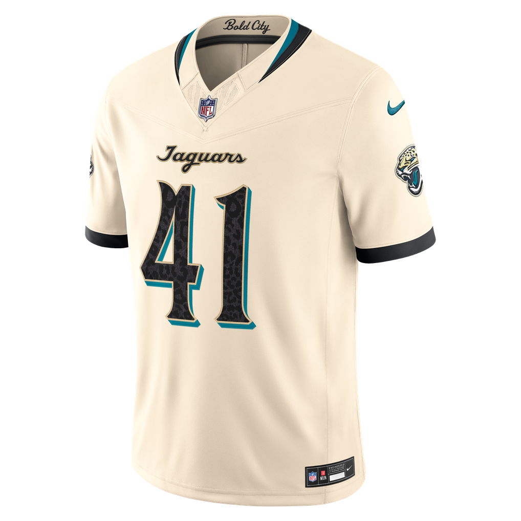 Men's Jacksonville Jaguars Josh Hines-Allen Nike Natural 2026 Rivalries Collection Stitched Limited Jersey - Image 3