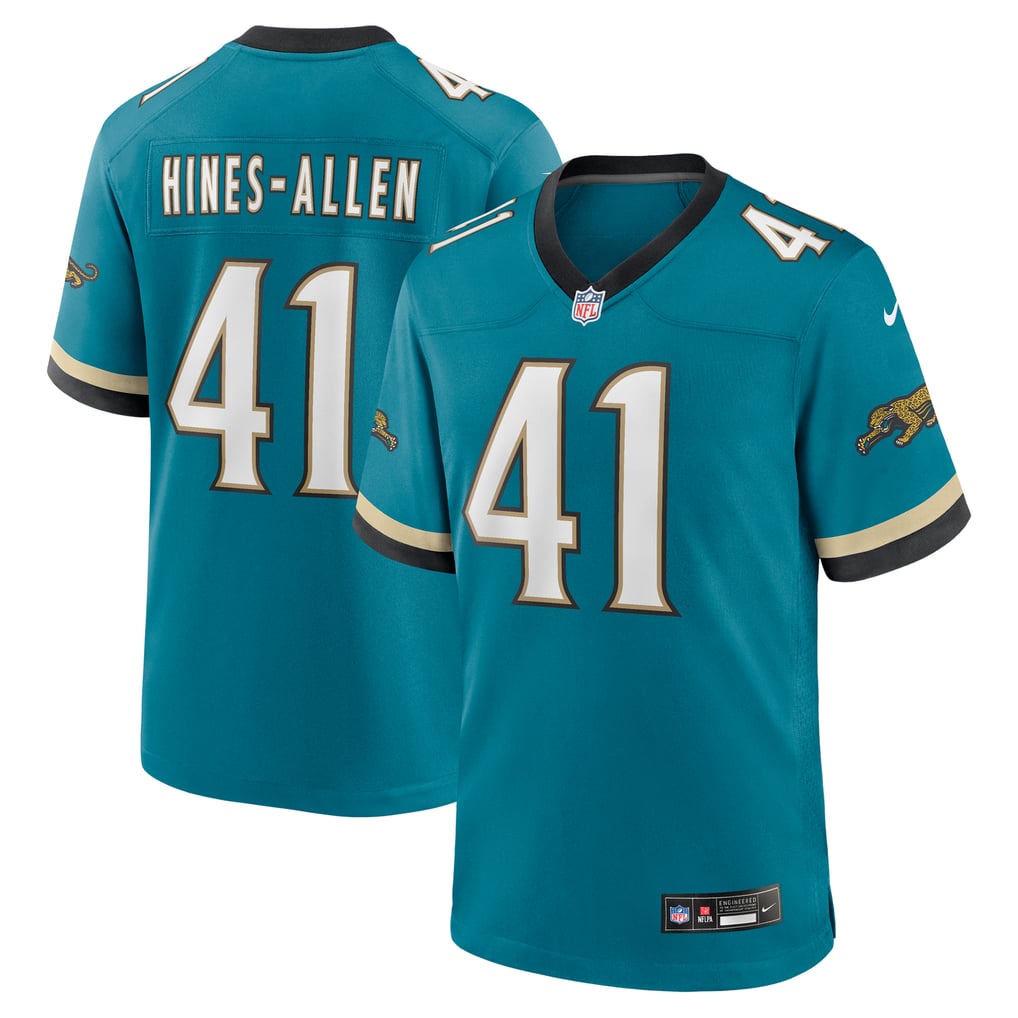 Men's Jacksonville Jaguars Josh Hines-Allen Nike Teal Prowler Throwback Player Game Jersey - Image 2