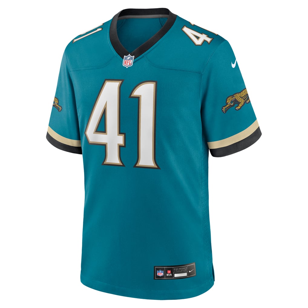 Men's Jacksonville Jaguars Josh Hines-Allen Nike Teal Prowler Throwback Player Game Jersey - Image 3