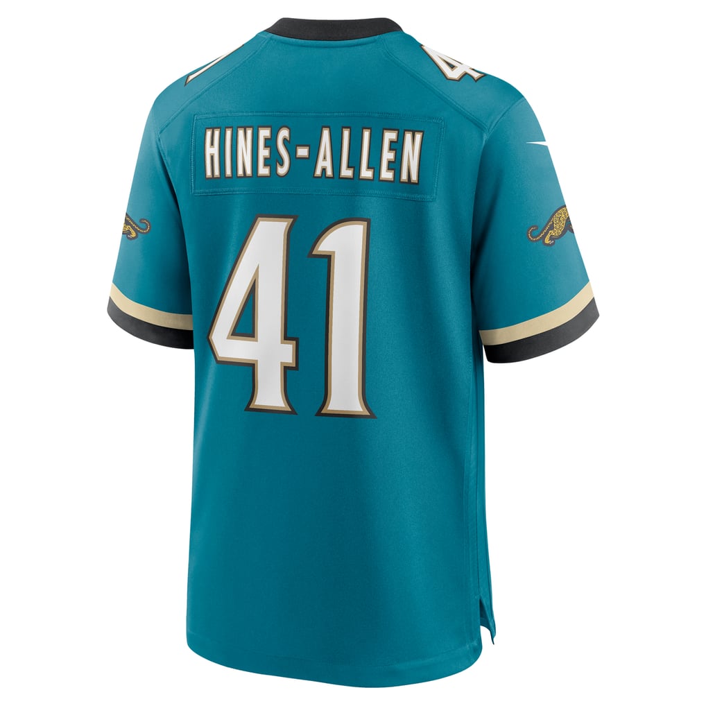 Men's Jacksonville Jaguars Josh Hines-Allen Nike Teal Prowler Throwback Player Game Jersey - Image 4