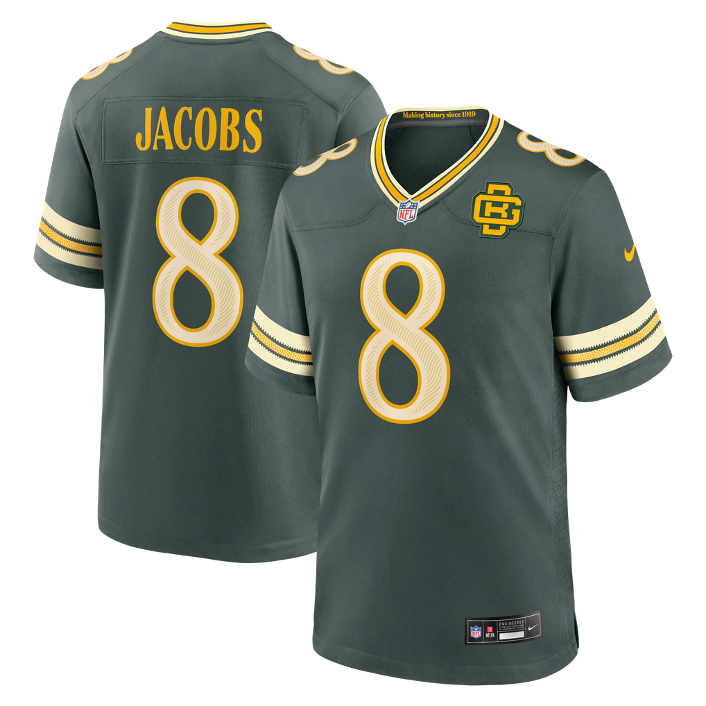 Men's Green Bay Packers Josh Jacobs Nike Green 2026 Rivalries Collection Game Jersey - Image 2