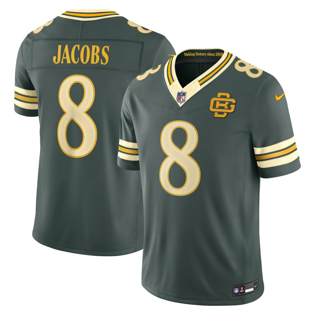 Men's Green Bay Packers Josh Jacobs Nike Green 2026 Rivalries Collection Stitched Limited Jersey - Image 1