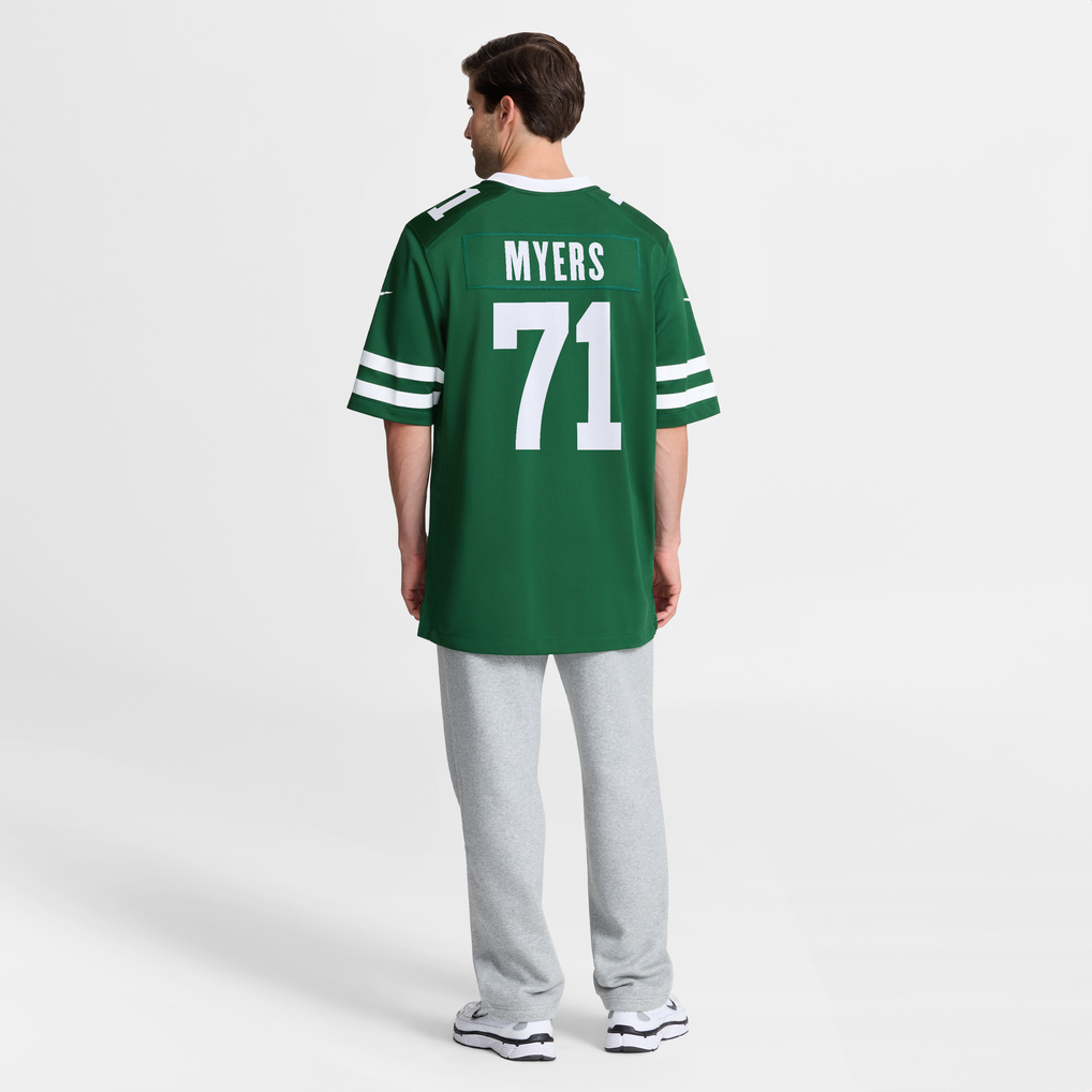 Men's New York Jets Josh Myers Nike Legacy Green Team Game Jersey - Image 9