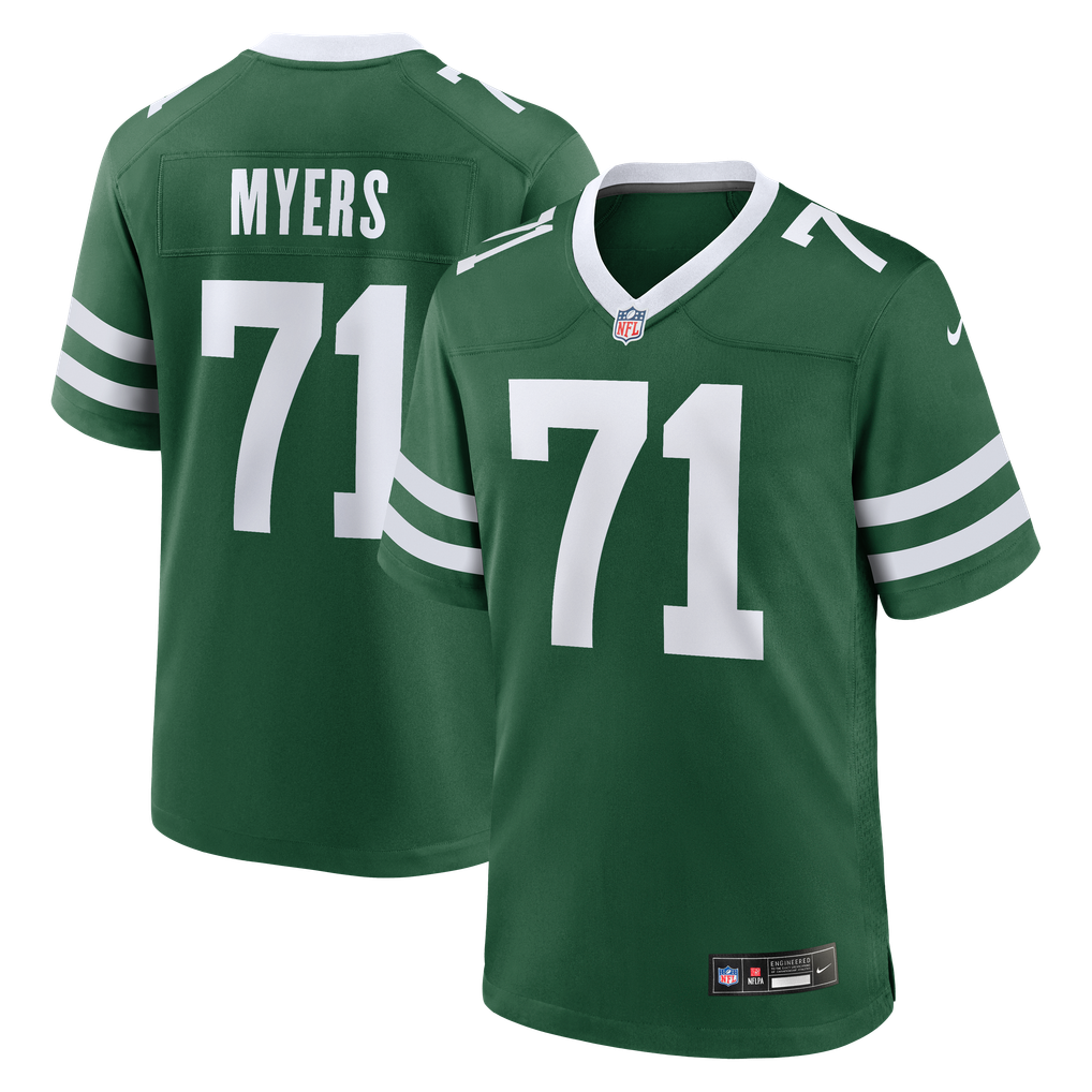 Men's New York Jets Josh Myers Nike Legacy Green Team Game Jersey - Image 1