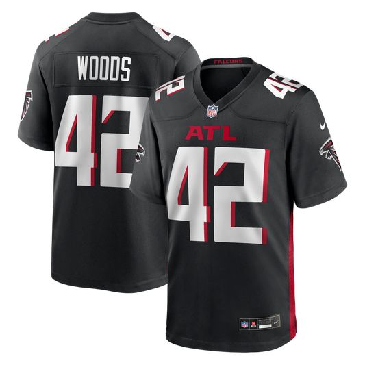 Men's Atlanta Falcons Josh Woods Nike Black Team Game Jersey