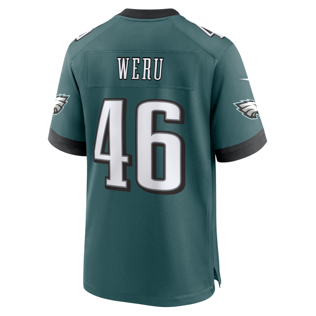 Men's Philadelphia Eagles Joshua Weru Nike Midnight Green Team Game Jersey - Image 4