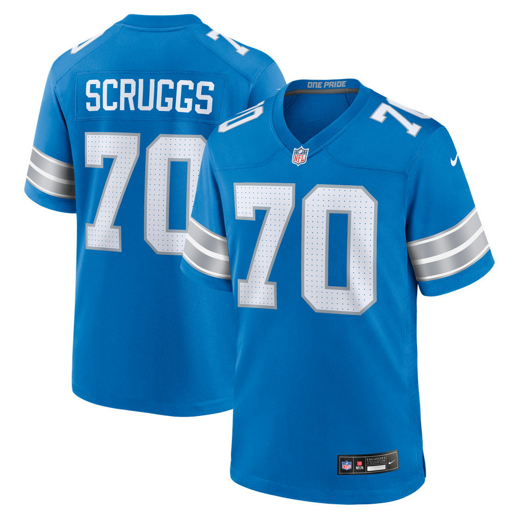 Men's Detroit Lions Juice Scruggs Nike  Blue Team Game Jersey - Image 2
