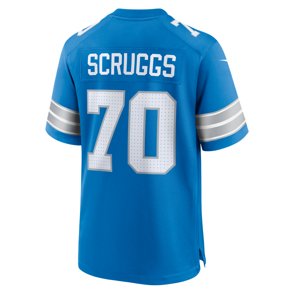 Men's Detroit Lions Juice Scruggs Nike  Blue Team Game Jersey - Image 4