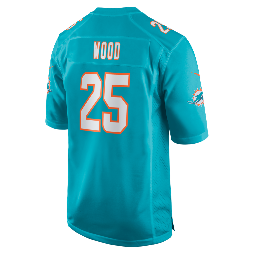 Men's Miami Dolphins Julius Wood Nike Aqua Team Game Jersey - Image 6