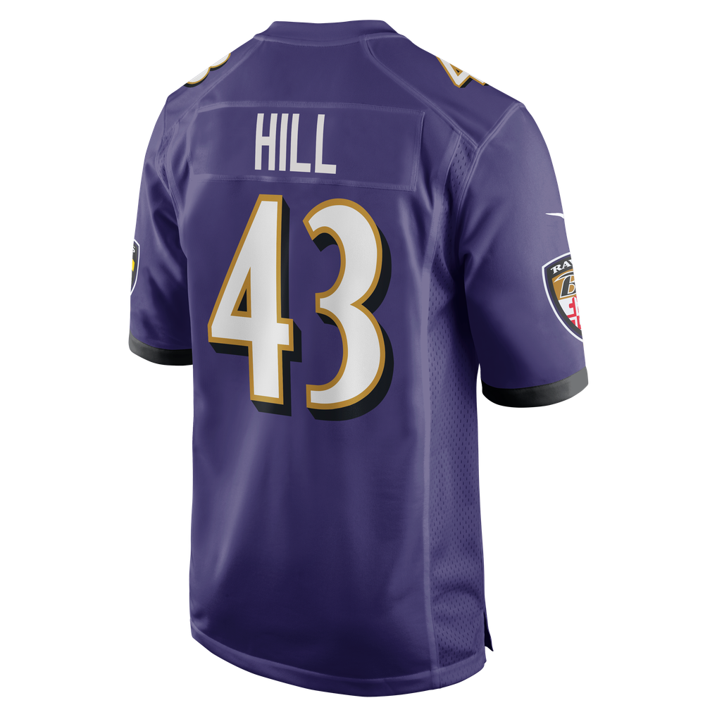 Men's Baltimore Ravens Justice Hill Nike Purple Game Jersey