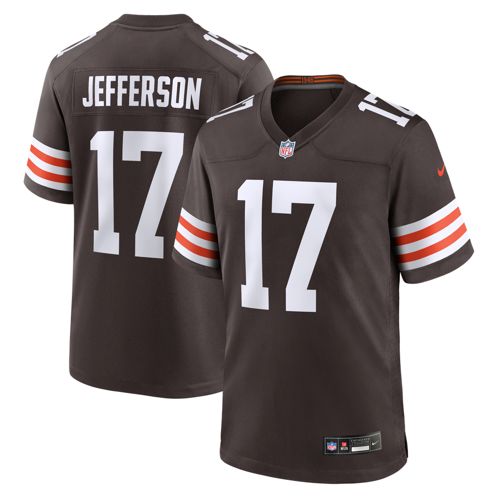 Men's Cleveland Browns Justin Jefferson Nike Brown Game Jersey - Image 2