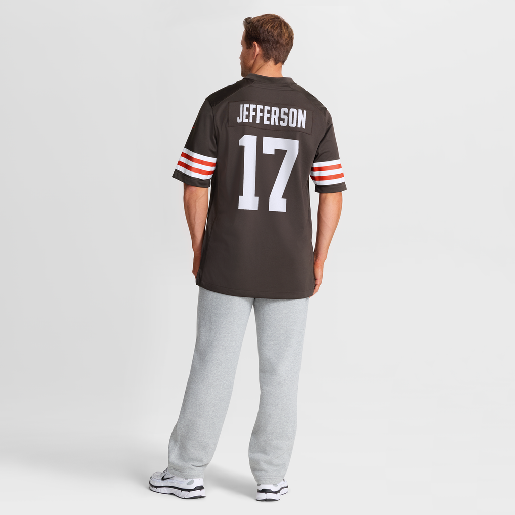 Men's Cleveland Browns Justin Jefferson Nike Brown Game Jersey - Image 4