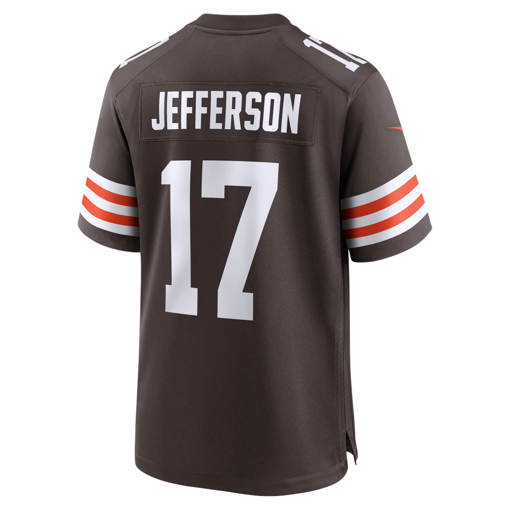 Men's Cleveland Browns Justin Jefferson Nike Brown Game Jersey - Image 6
