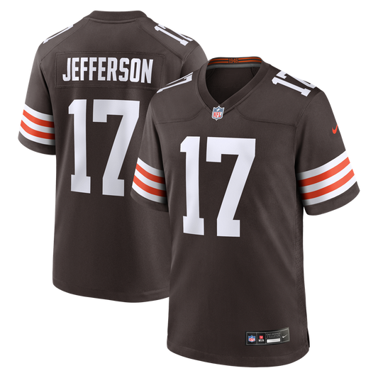 Men's Cleveland Browns Justin Jefferson Nike Brown Game Jersey - Image 1