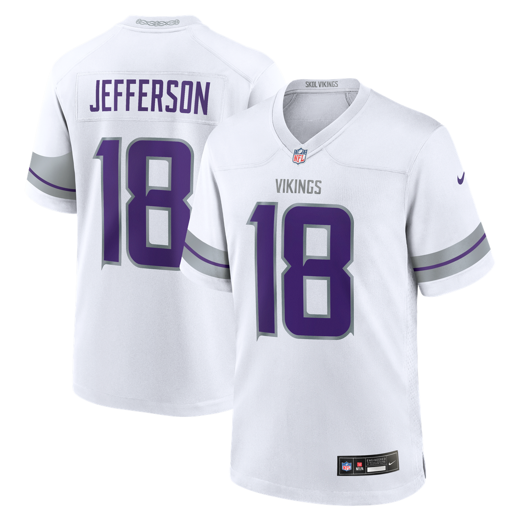 Men's Minnesota Vikings Justin Jefferson Nike White Alternate Game Player Jersey - Image 2