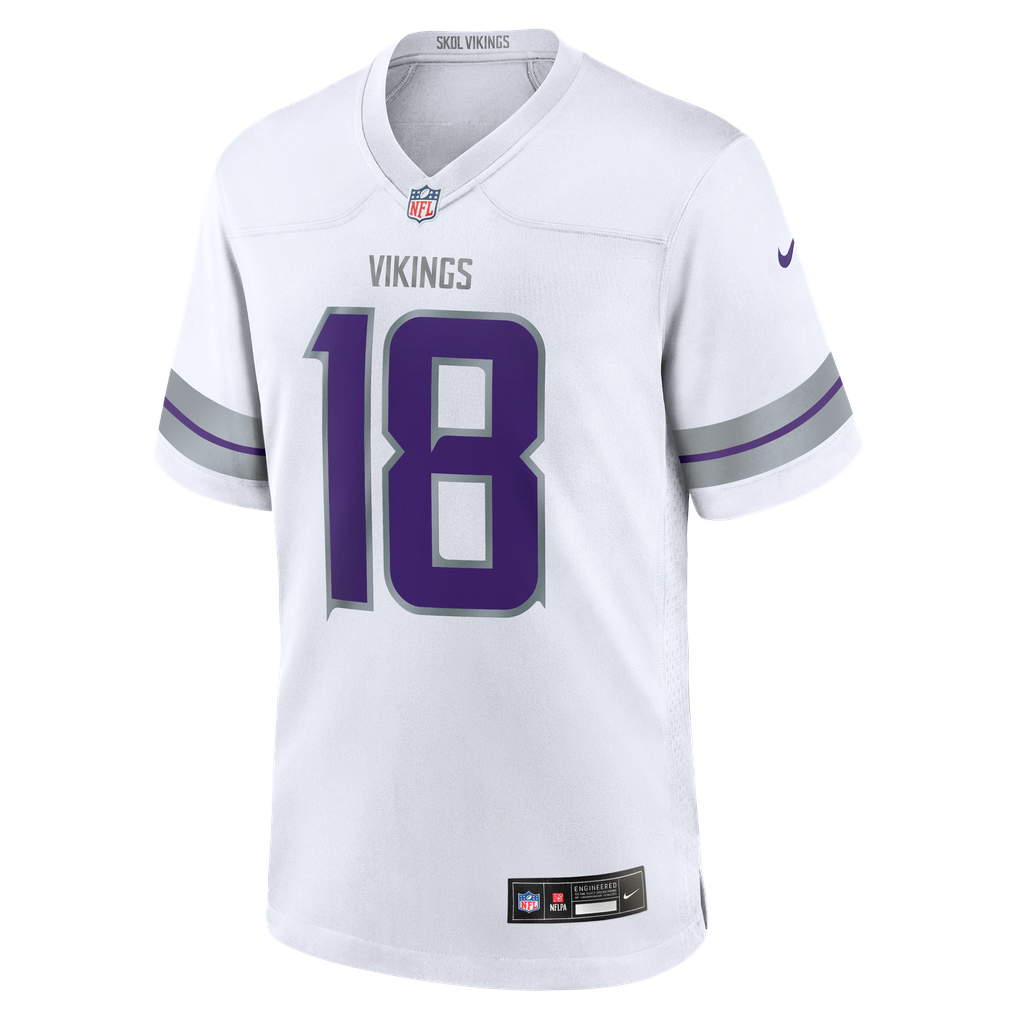 Men's Minnesota Vikings Justin Jefferson Nike White Alternate Game Player Jersey - Image 7