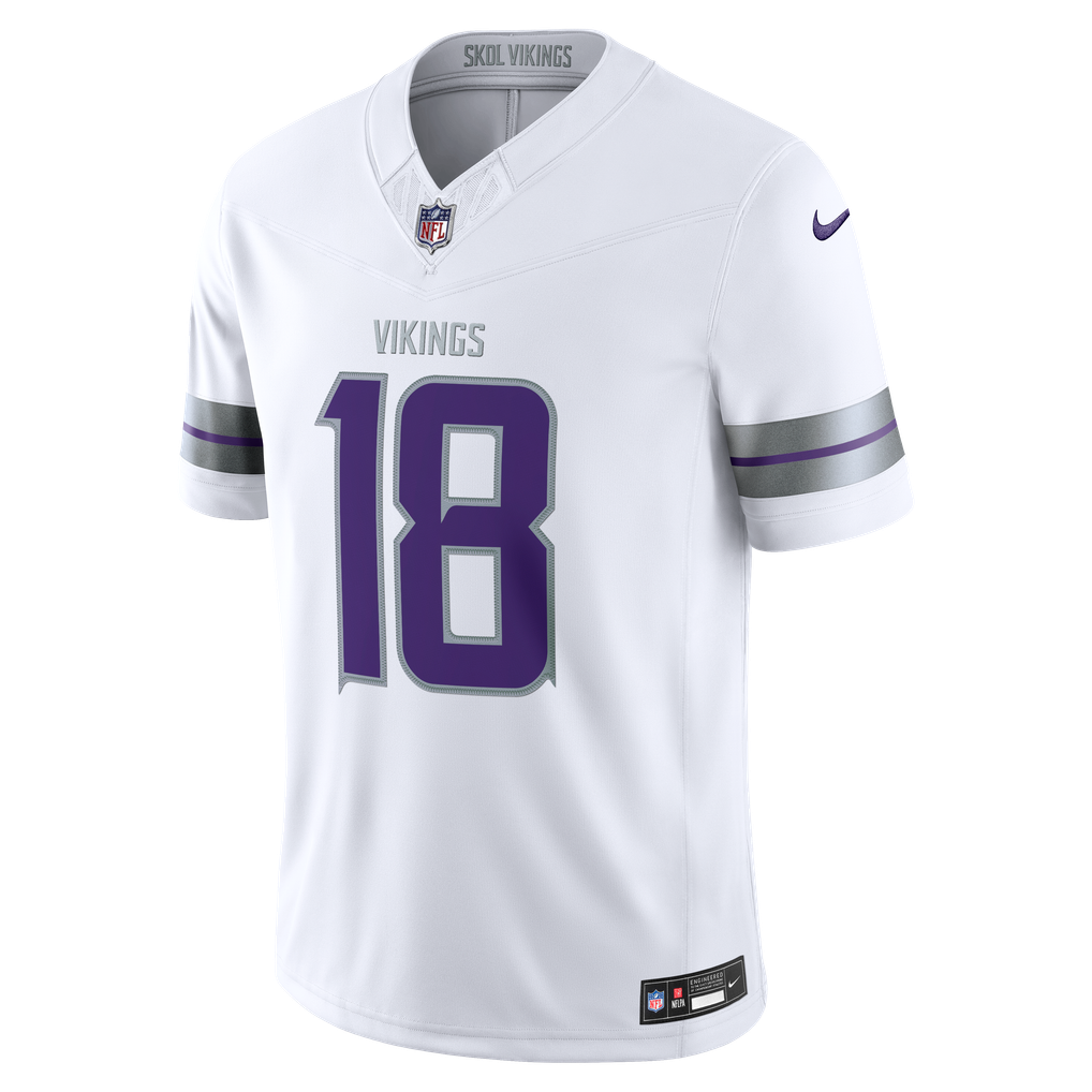 Men's Minnesota Vikings Justin Jefferson Nike White Alternate Vapor F.U.S.E. Stitched Limited Jersey - Image 3