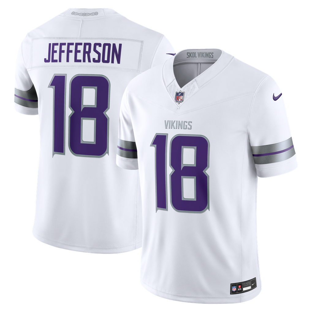 Men's Minnesota Vikings Justin Jefferson Nike White Alternate Vapor F.U.S.E. Stitched Limited Jersey - Image 1