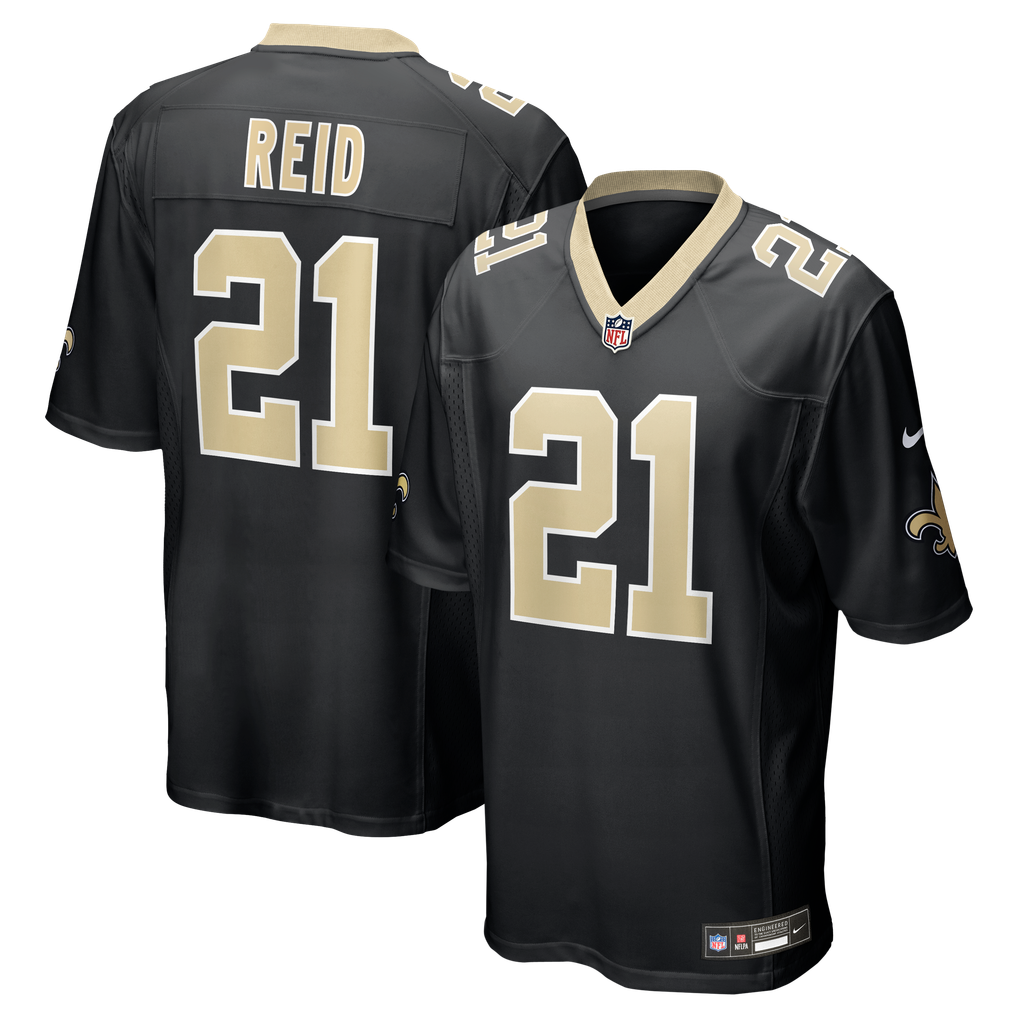 Men's New Orleans Saints Justin Reid Nike  Black Team Game Jersey - Image 2