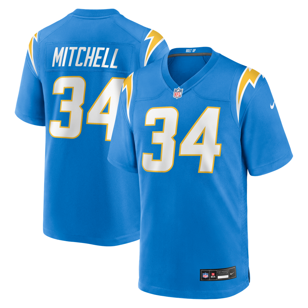 Men's Los Angeles Chargers Keaton Mitchell Nike  Powder Blue Team Game Jersey - Image 1