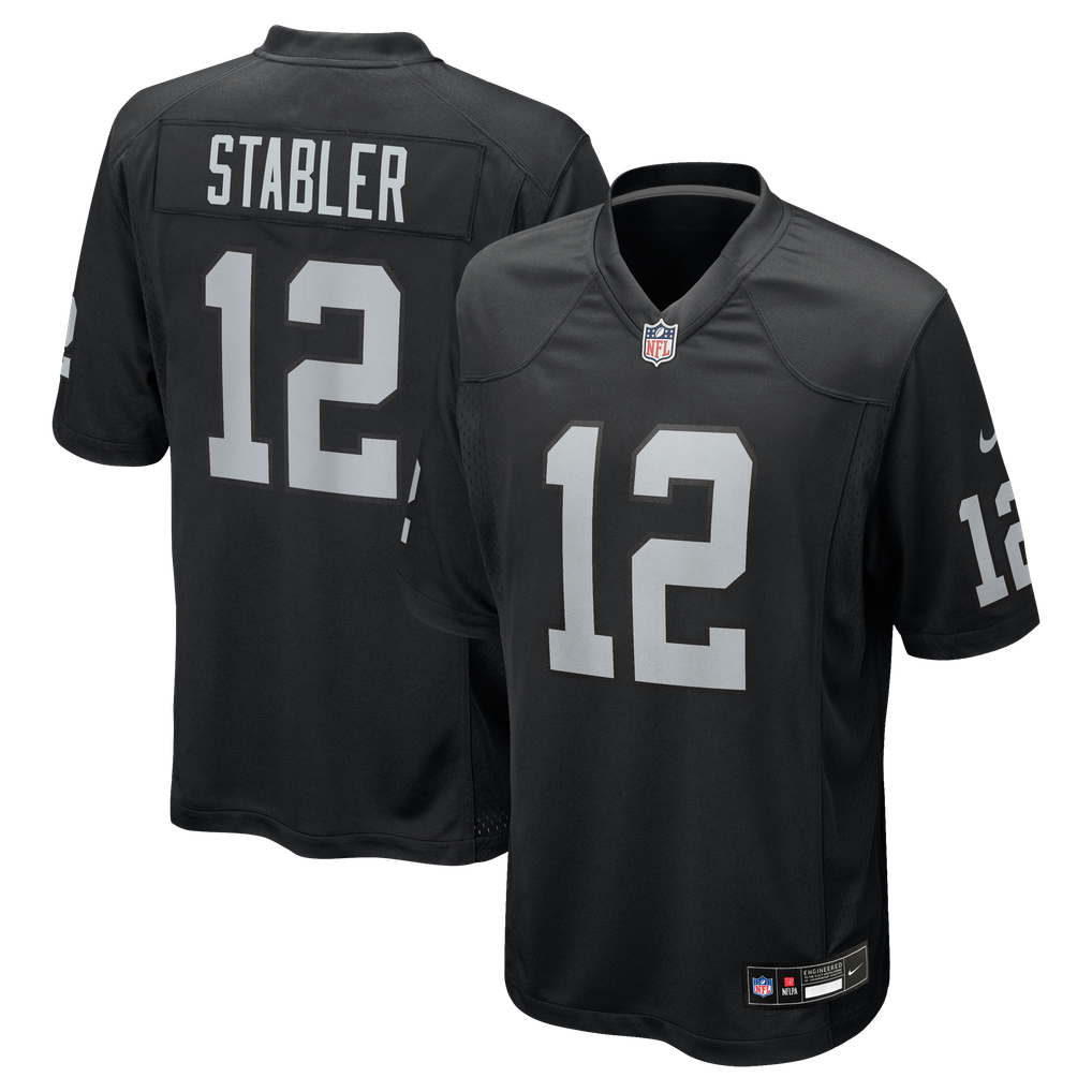 Men's Las Vegas Raiders Ken Stabler Nike Black Game Retired Player Jersey - Image 2