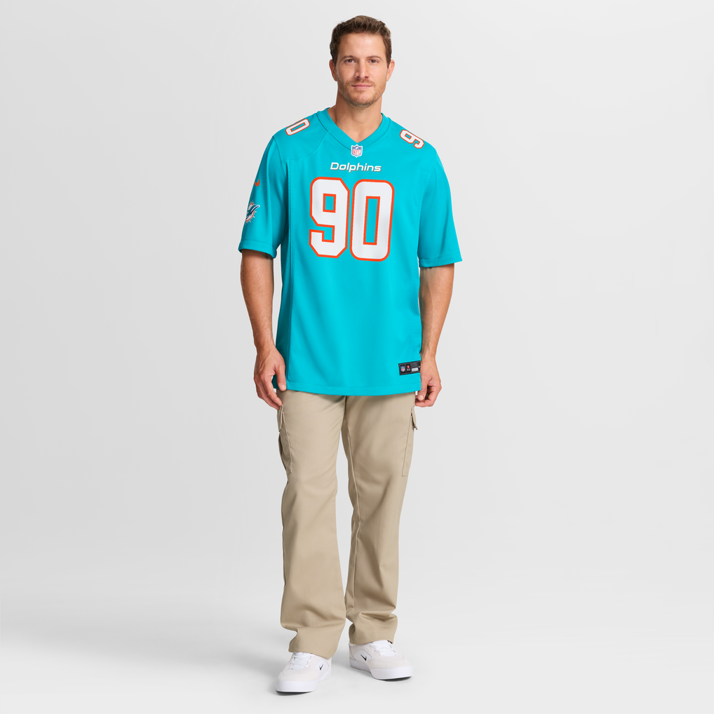 Men's Miami Dolphins Kenneth Grant Nike Aqua Team Game Jersey - Image 8
