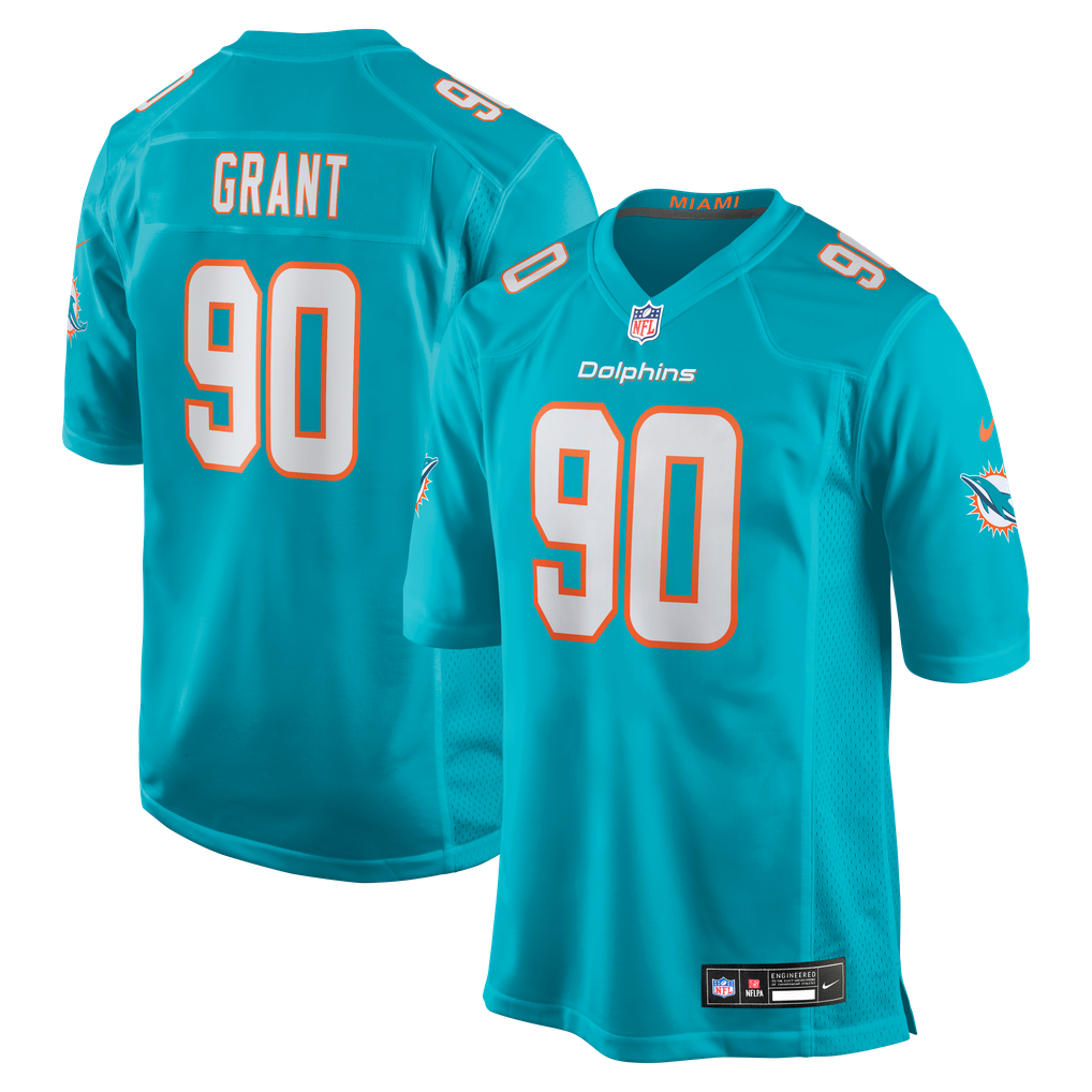 Men's Miami Dolphins Kenneth Grant Nike Aqua Team Game Jersey - Image 2