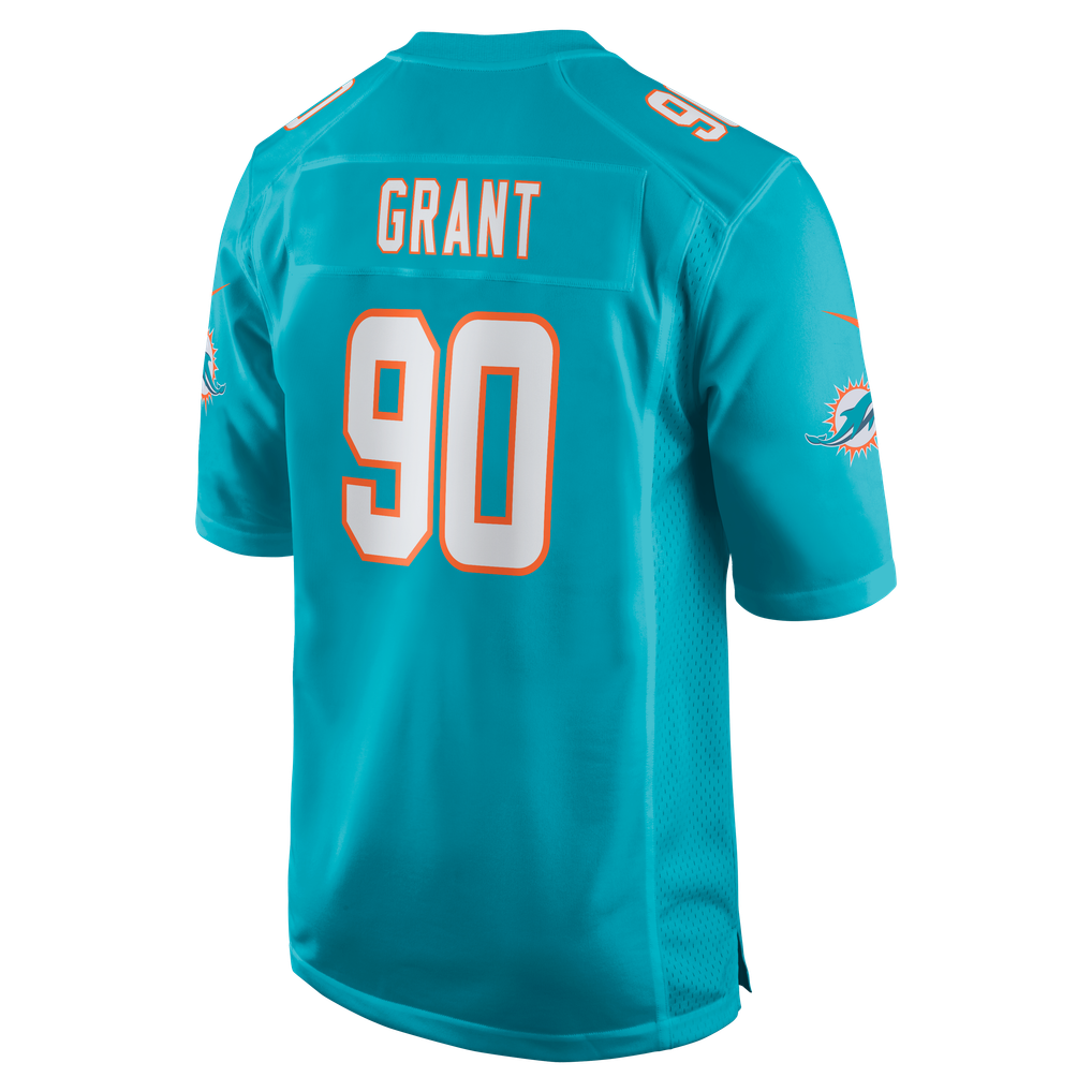 Men's Miami Dolphins Kenneth Grant Nike Aqua Team Game Jersey - Image 4