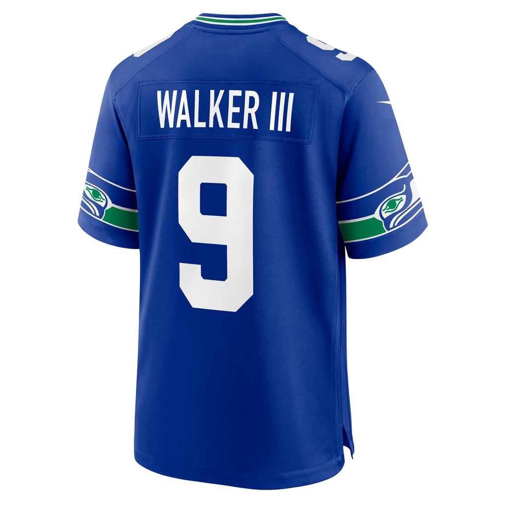 Men's Seattle Seahawks Kenneth Walker III Nike Royal Throwback Player Game Jersey - Image 4