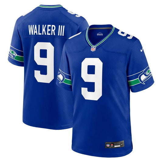 Men's Seattle Seahawks Kenneth Walker III Nike Royal Throwback Player Game Jersey - Image 1