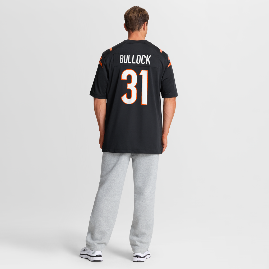 Men's Cincinnati Bengals Kentrel Bullock Nike Black Team Game Jersey - Image 4