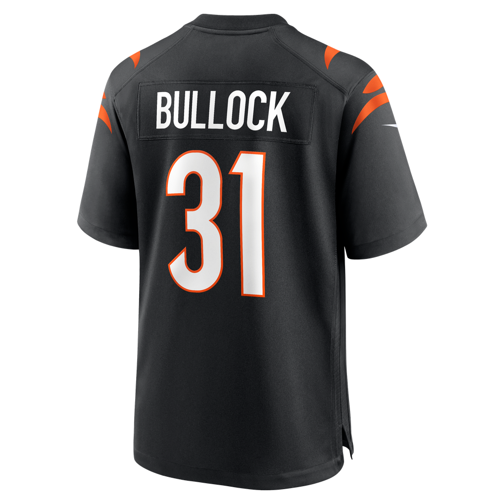 Men's Cincinnati Bengals Kentrel Bullock Nike Black Team Game Jersey - Image 6