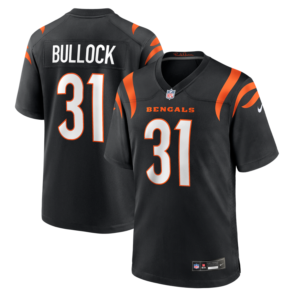 Men's Cincinnati Bengals Kentrel Bullock Nike Black Team Game Jersey - Image 1