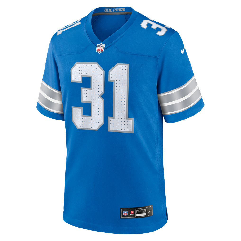 Men's Detroit Lions Kerby Joseph Nike  Blue Team Game Jersey - Image 3