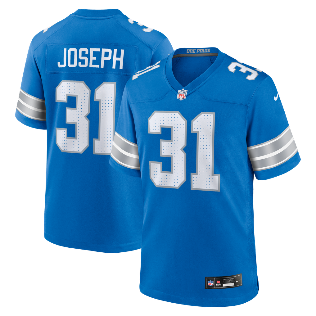 Men's Detroit Lions Kerby Joseph Nike  Blue Team Game Jersey - Image 1
