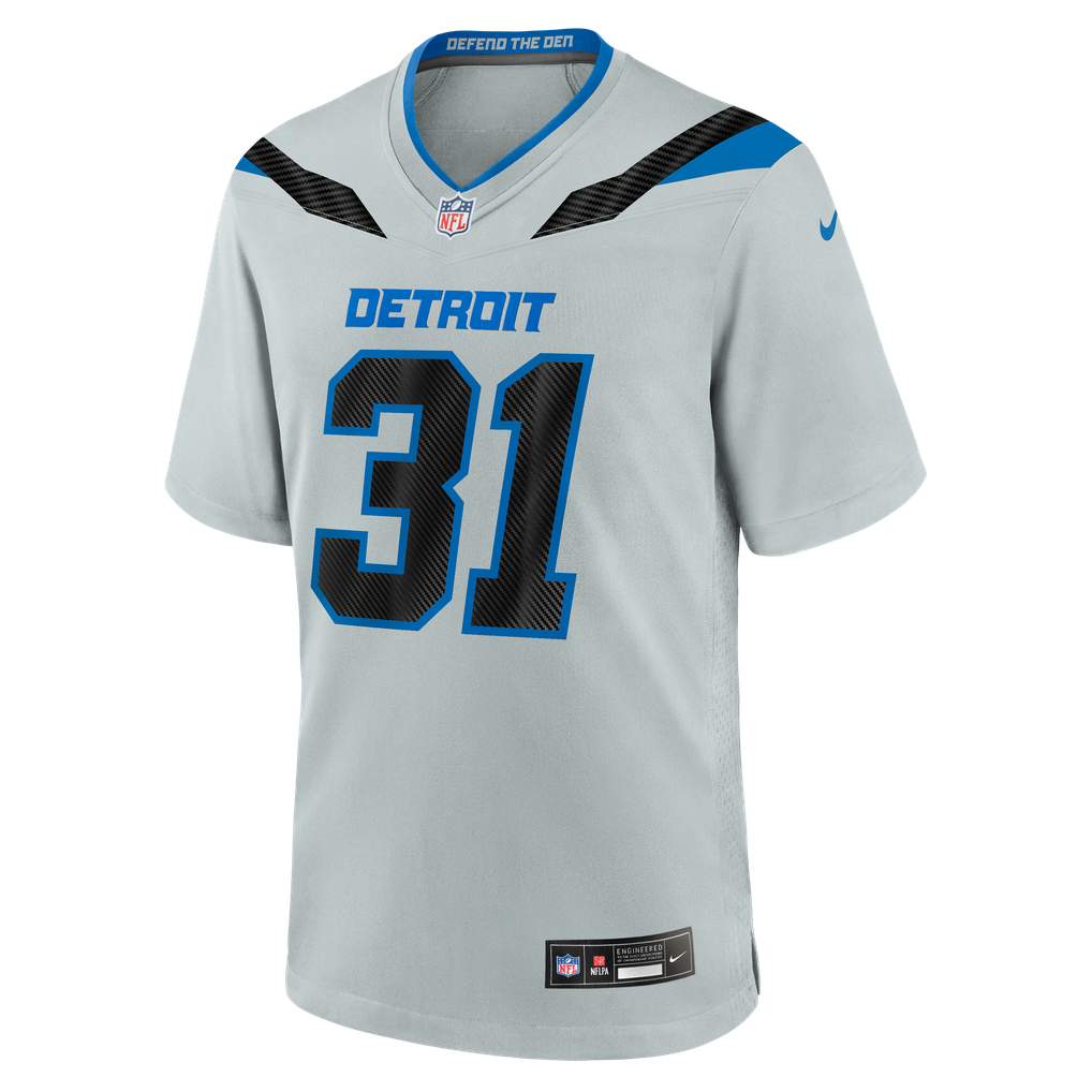 Men's Detroit Lions Kerby Joseph Nike Silver 2026 Rivalries Collection Game Jersey - Image 3