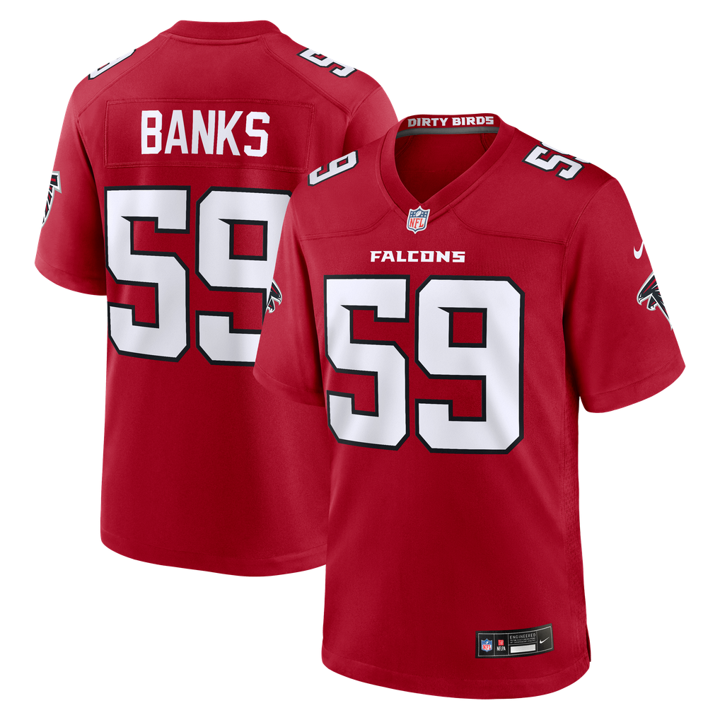 Men's Atlanta Falcons Keshawn Banks Nike Red Team Game Jersey