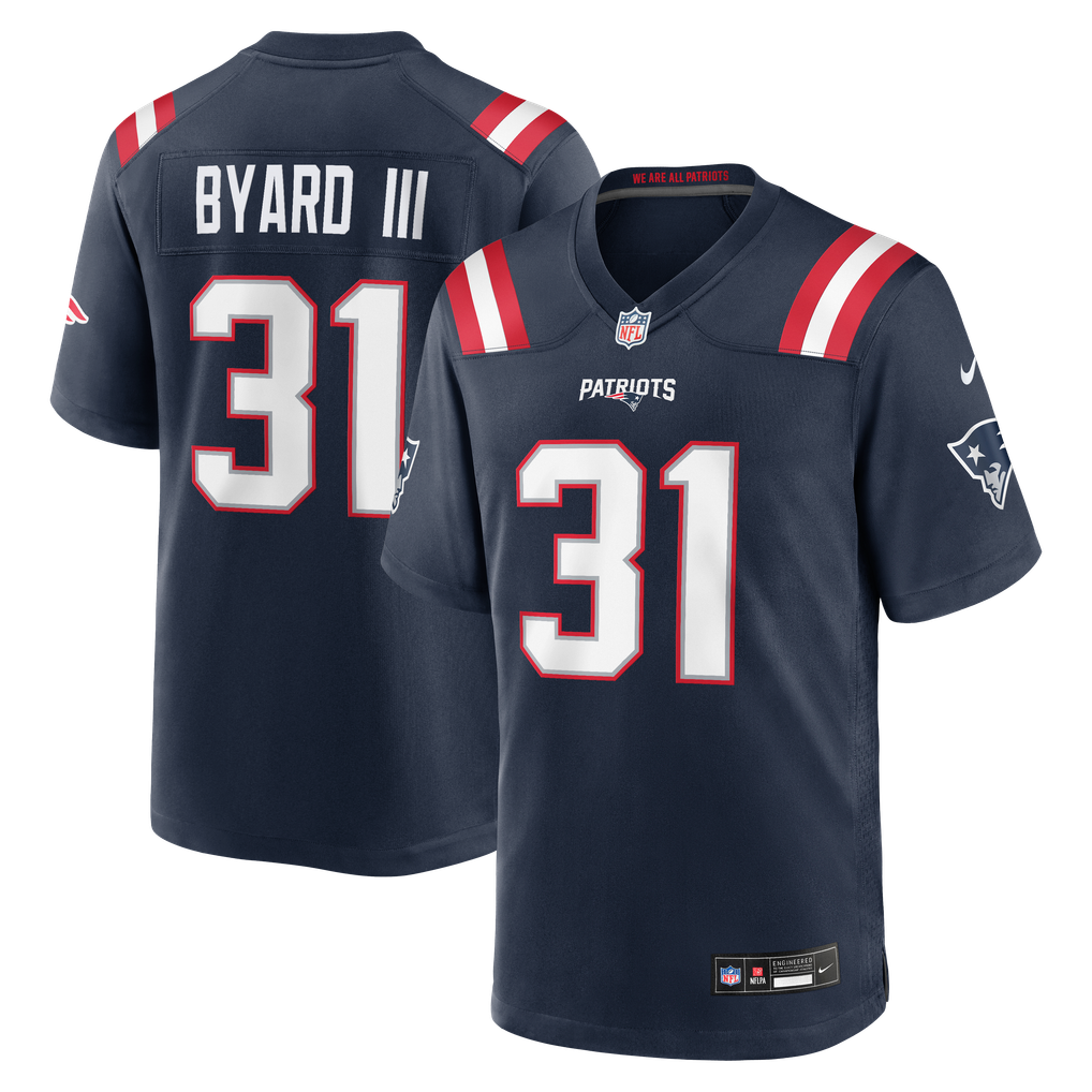 Men's New England Patriots Kevin Byard III Nike Navy Team Game Jersey - Image 2