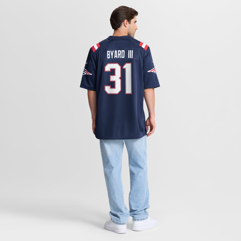 Men's New England Patriots Kevin Byard III Nike Navy Team Game Jersey - Image 4