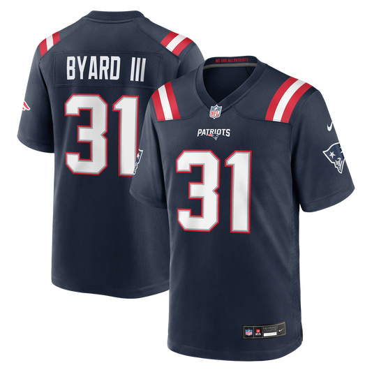 Men's New England Patriots Kevin Byard III Nike Navy Team Game Jersey - Image 1
