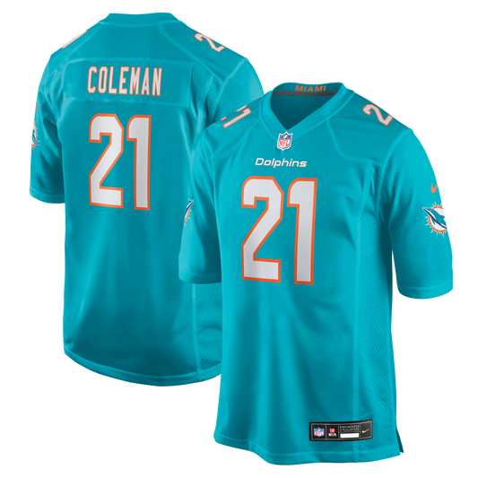 Men's Miami Dolphins Kevin Coleman Nike Aqua Team Game Jersey - Image 1