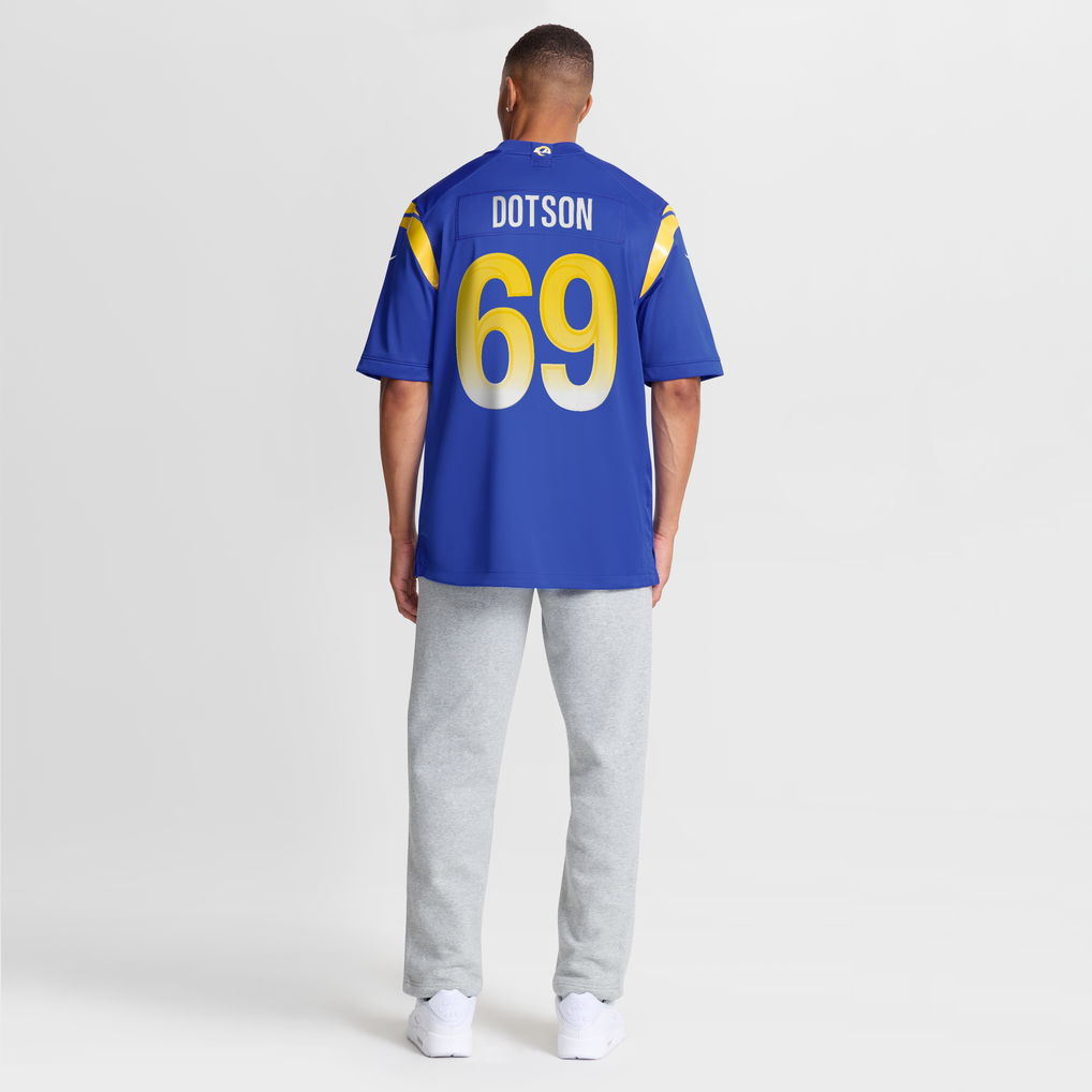 Men's Los Angeles Rams Kevin Dotson Nike  Royal  Game Jersey - Image 9
