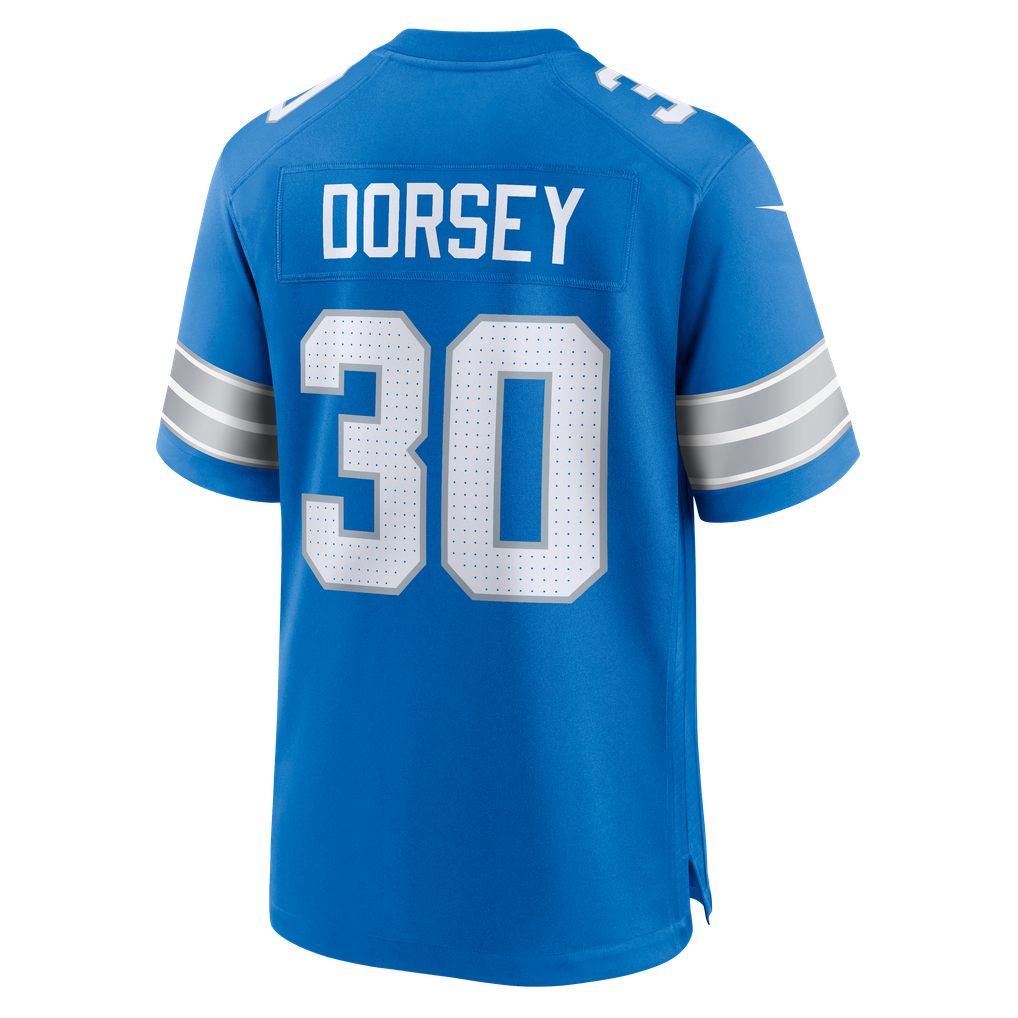 Men's Detroit Lions Khalil Dorsey Nike  Blue Team Game Jersey - Image 4