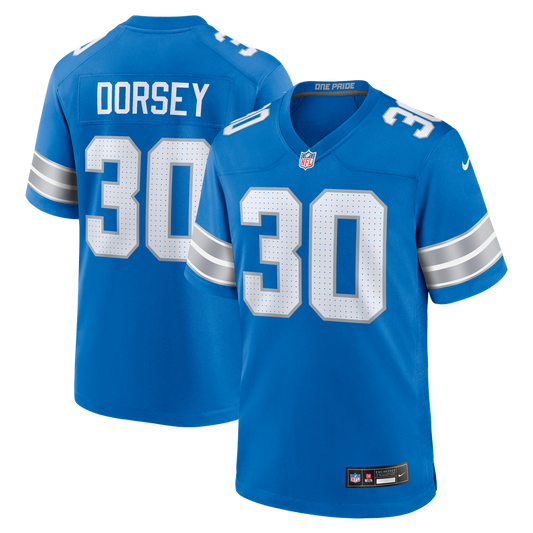 Men's Detroit Lions Khalil Dorsey Nike  Blue Team Game Jersey - Image 1