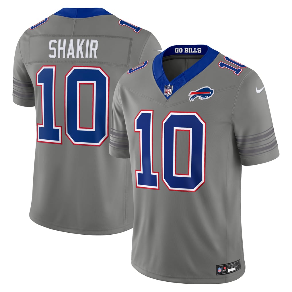 Men's Buffalo Bills Khalil Shakir Nike Gray Nickel City Vapor F.U.S.E. Stitched Limited Jersey - Image 2
