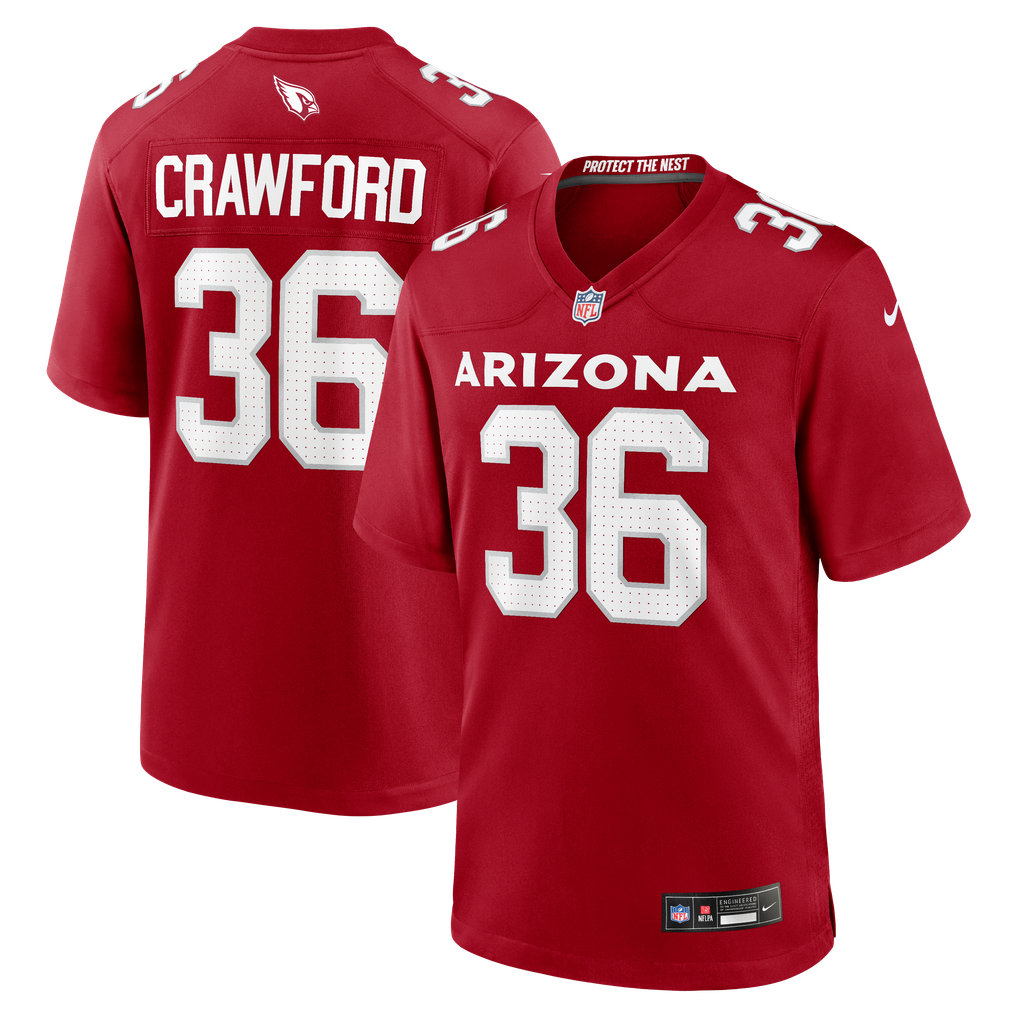 Men's Arizona Cardinals Kitan Crawford Nike  Cardinal Team Game Jersey - Image 2